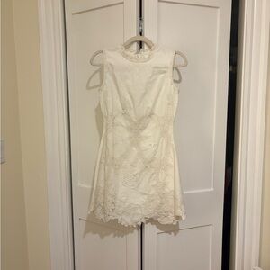 Anthropologie Cream Lace Mini Dress
